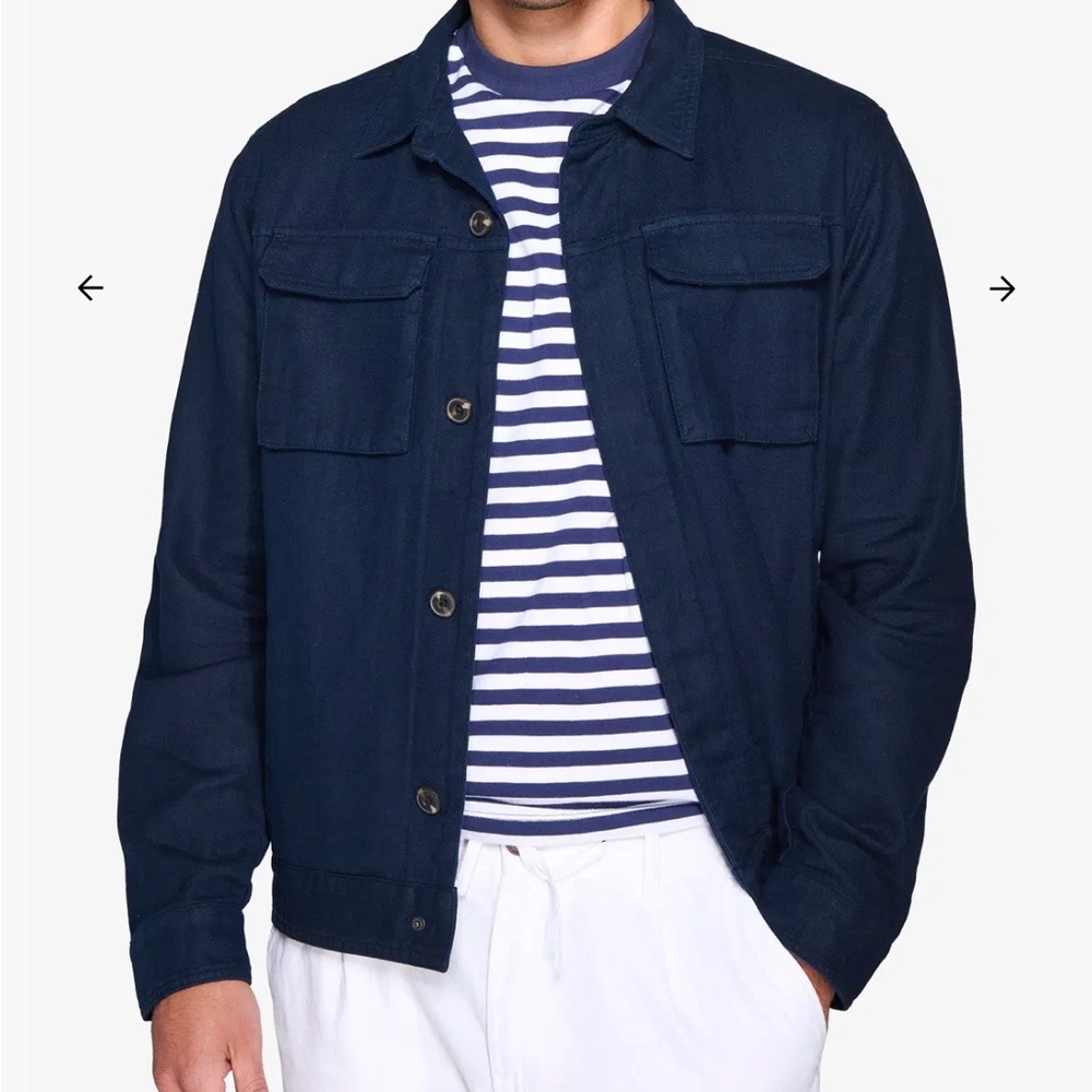 Dan John Linen Blend Navy Overshirt